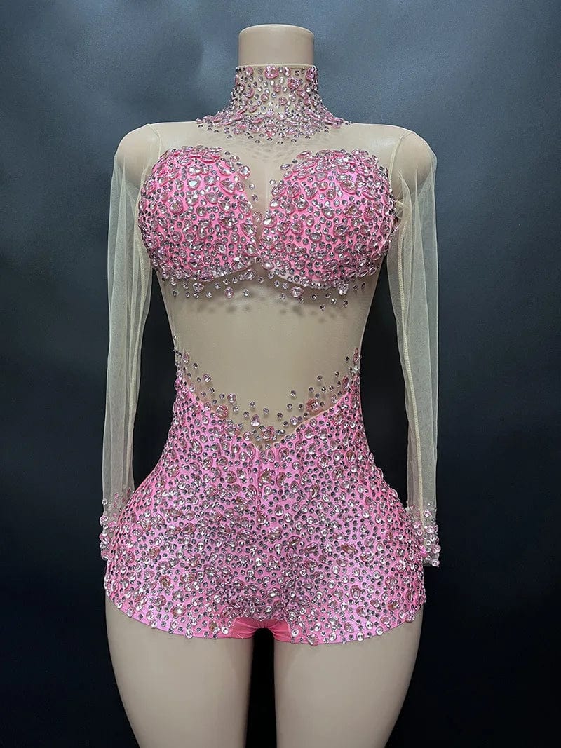 Novance Y2113-JB Club Wear For Women 2023 Sexy Rhinestone Diamond Mesh Bodysuit Club Costume Rompers Women Jumpsuit