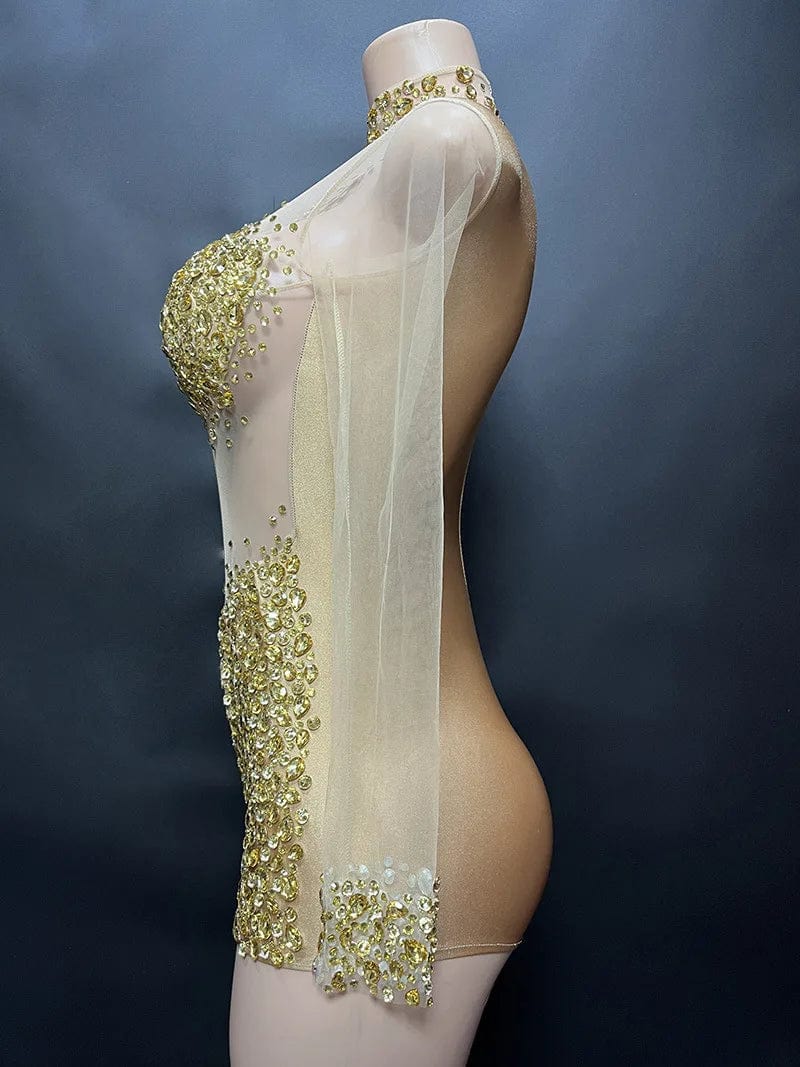 Novance Y2113-JD Women Club Wear New Arrivals Rhinestone Romper Women Performance Wear Spandex Sexy Purple Club Catsuit