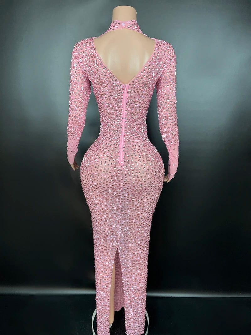 NOVANCE Y2507-LSC new years dresses for women mesh pink wedding  long gown evening  elegant sexy