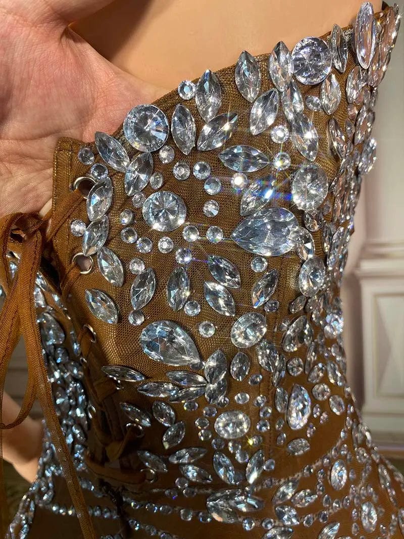 NOVANCE Y2618-C dropshipping productos 2023 black shiny chunky rhinestones  mesh prom dresses for party