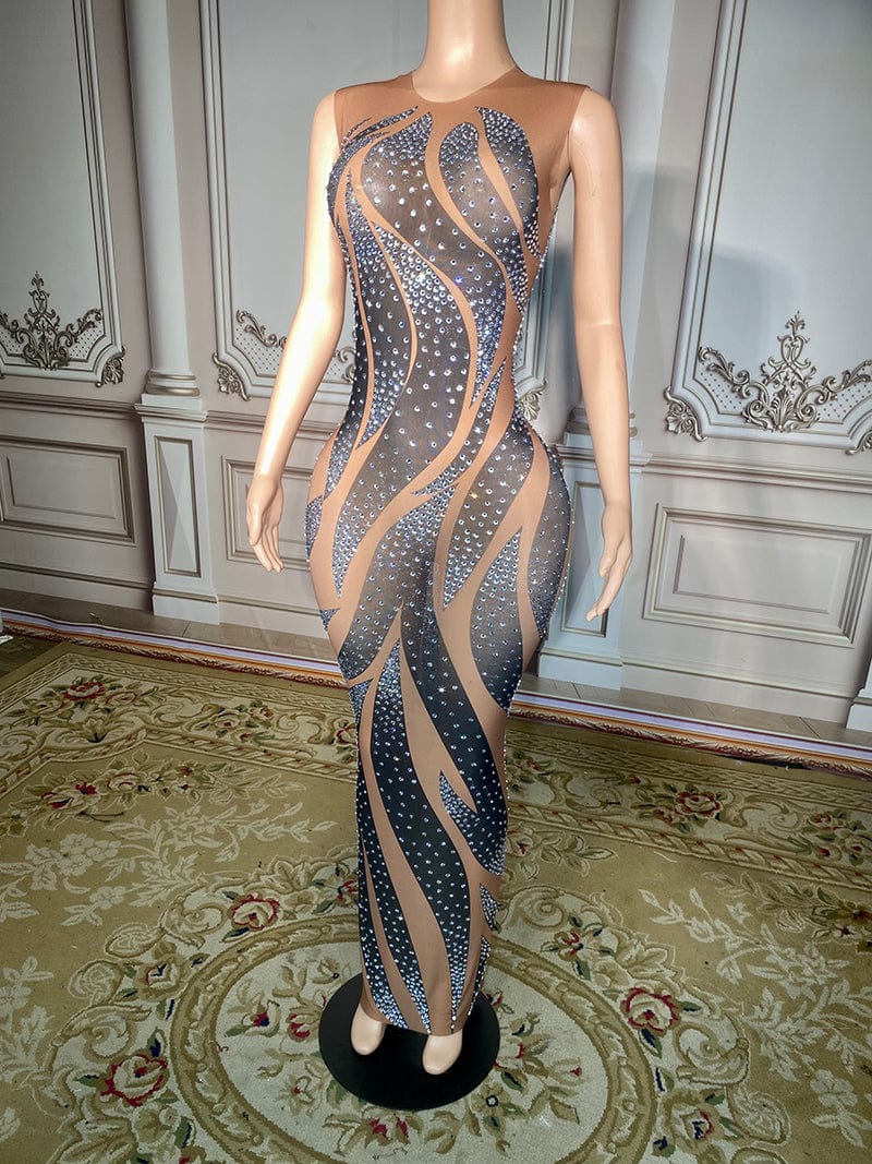 Novance Y2840 Evening Dresses 2023 High Rhinestone Dress Mesh Sexy Ball Gown Prom Birthday Paty Wedding Dresses