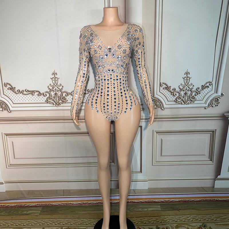 Novance Y2896 Bodysuit Women 2023 Rhinestone Long Sleeve Performance Bodysuit For Women Birthday Party Bar Nightclub