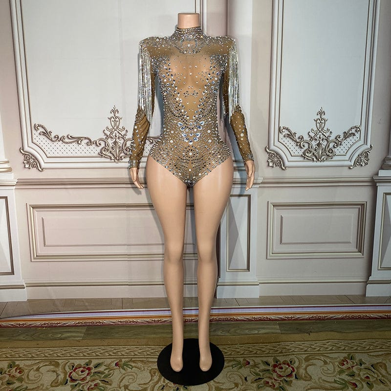 Novance Y2897 Trendy Rompers Stretchy Summer Bodysuit Diamonds Tights Club Wear Sexy Playsuit High Waist Crop Top Bodysuit