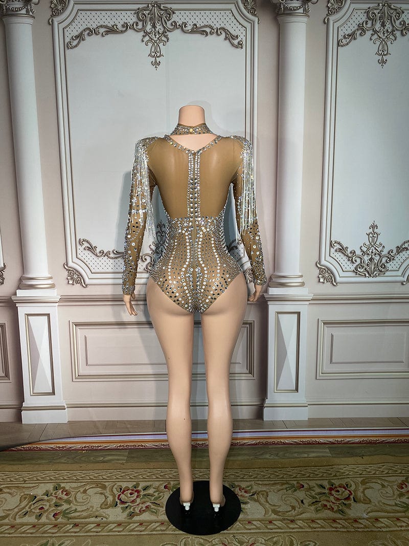 Novance Y2897 Trendy Rompers Stretchy Summer Bodysuit Diamonds Tights Club Wear Sexy Playsuit High Waist Crop Top Bodysuit