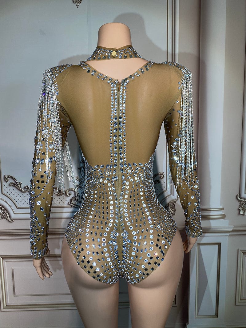 Novance Y2897 Trendy Rompers Stretchy Summer Bodysuit Diamonds Tights Club Wear Sexy Playsuit High Waist Crop Top Bodysuit