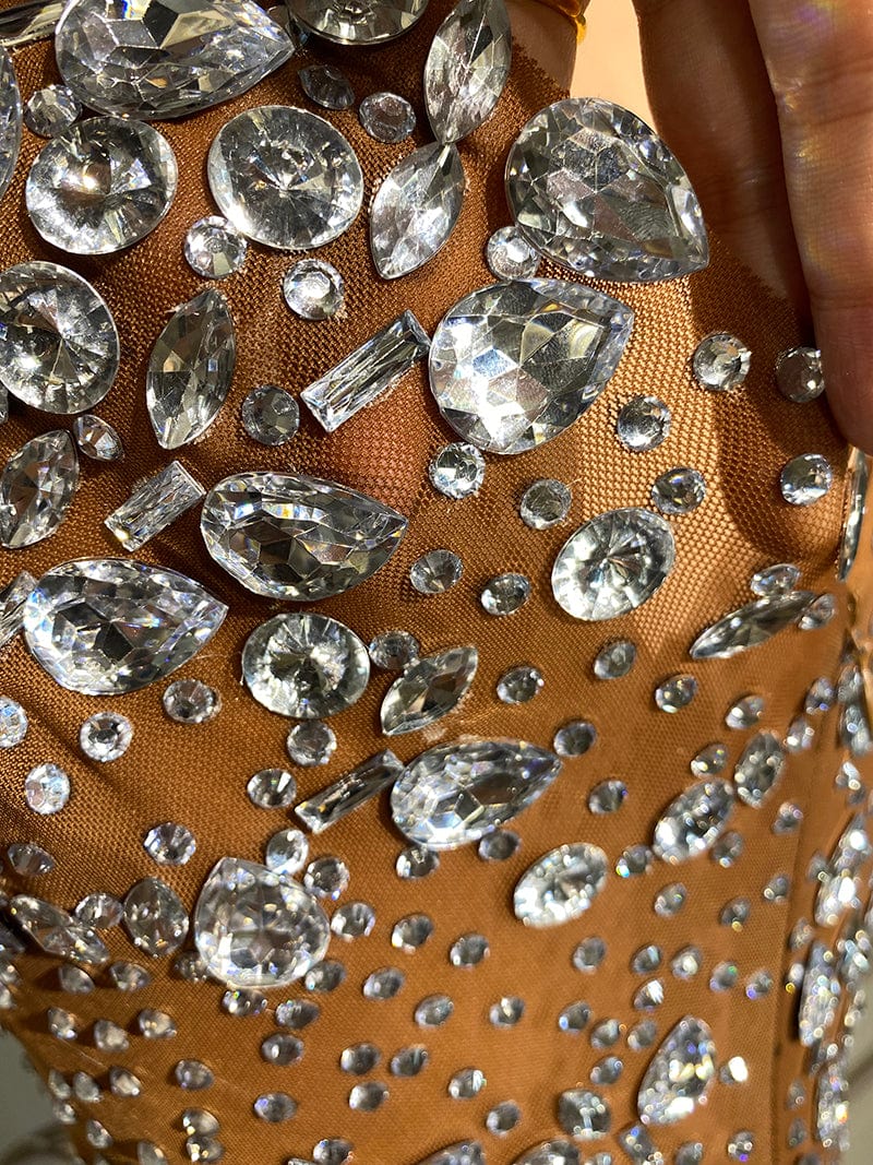 Novance Y2898 Stretchy Silver Rhinestone Jumpsuit Diamonds Custom Mesh Sexy Club Wear Bodysuits Women Overweight Jumpsuit