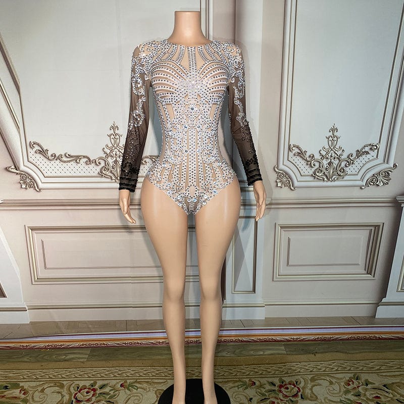 Novance Y2899 Unique Apparel Women Jumpsuit Sexy Bodycon Rompers Rhinestone Bodysuit For Club Stage Performance Wear