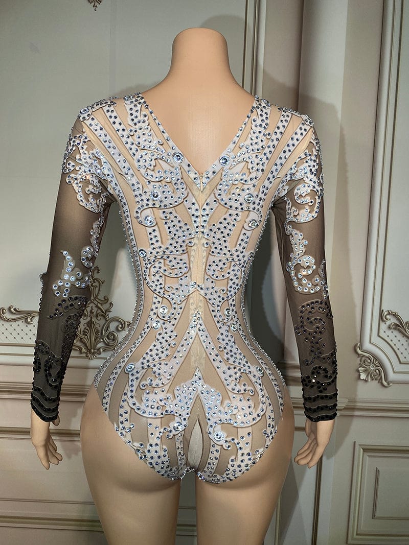 Novance Y2899 Unique Apparel Women Jumpsuit Sexy Bodycon Rompers Rhinestone Bodysuit For Club Stage Performance Wear