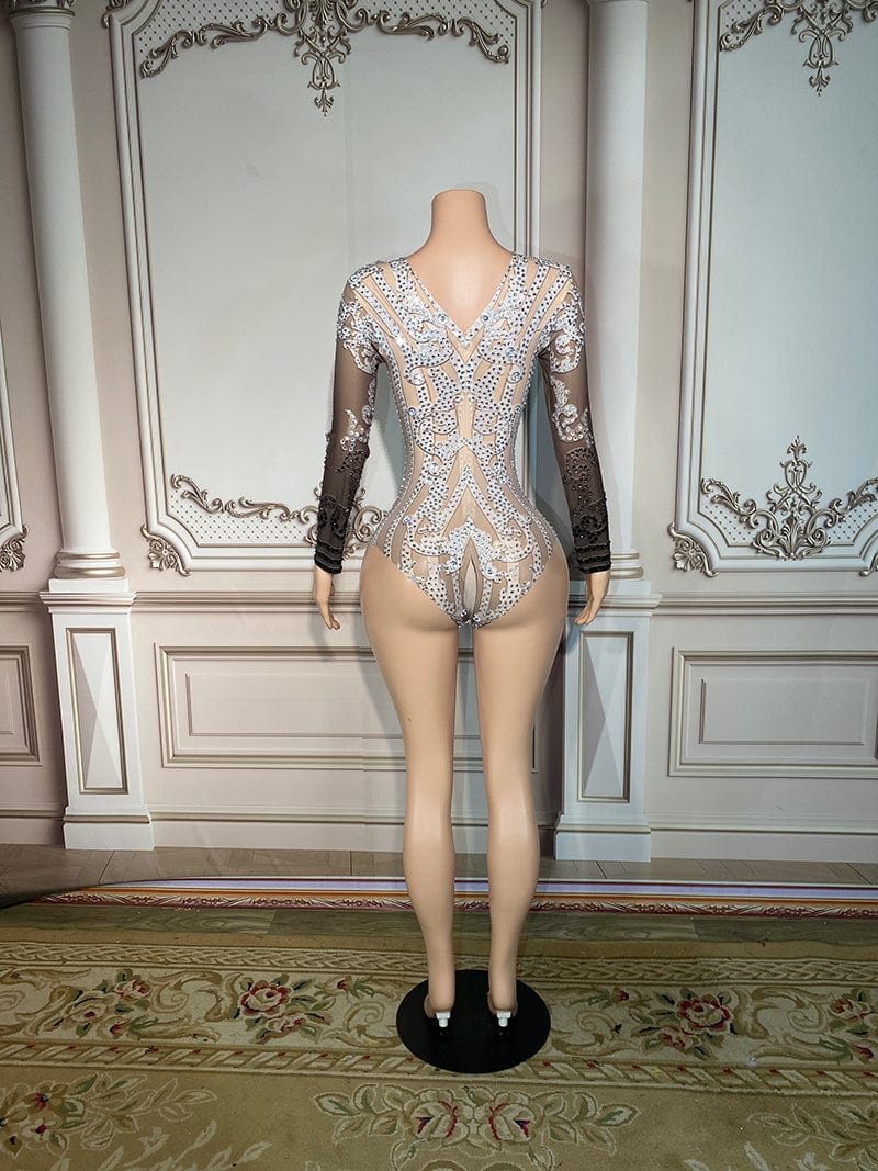 Novance Y2899 Unique Apparel Women Jumpsuit Sexy Bodycon Rompers Rhinestone Bodysuit For Club Stage Performance Wear