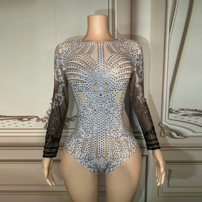 Novance Y2899 Unique Apparel Women Jumpsuit Sexy Bodycon Rompers Rhinestone Bodysuit For Club Stage Performance Wear