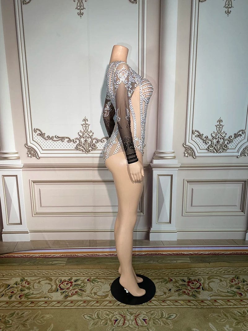 Novance Y2899 Unique Apparel Women Jumpsuit Sexy Bodycon Rompers Rhinestone Bodysuit For Club Stage Performance Wear