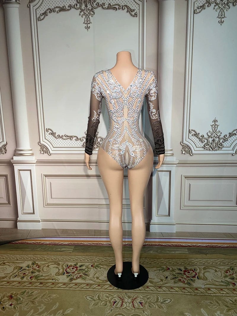 Novance Y2899 Unique Apparel Women Jumpsuit Sexy Bodycon Rompers Rhinestone Bodysuit For Club Stage Performance Wear