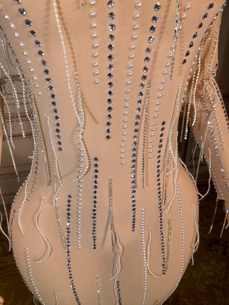 Novance Y2908 Evening Dresses 2023 High Quality Rhinestone Tassel Dress Mesh Party Sexy Club Women Lady Dress