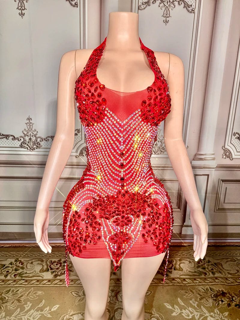 Novance Y3239 Latest America New Fashion Ladies Fashion Dresses Diamonds Mesh Beaded dresses Luxury High Neck Shirts for Party