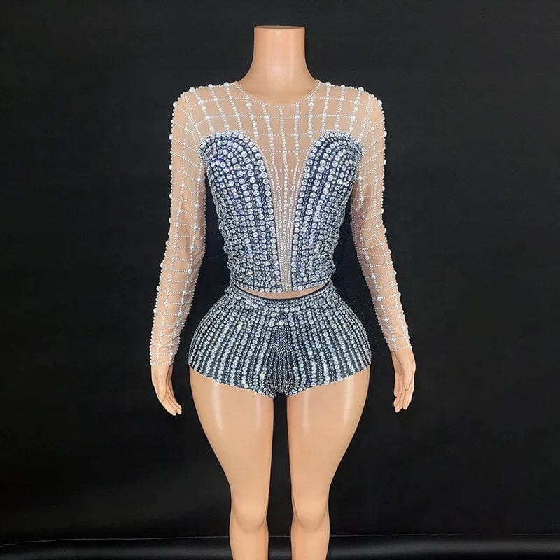 Novance Y3423 New Fashion Clothes for Women  Sexy Bodycon Lady Elegant Party Evening Women's Long Sleeve Tops with Crystal Beads