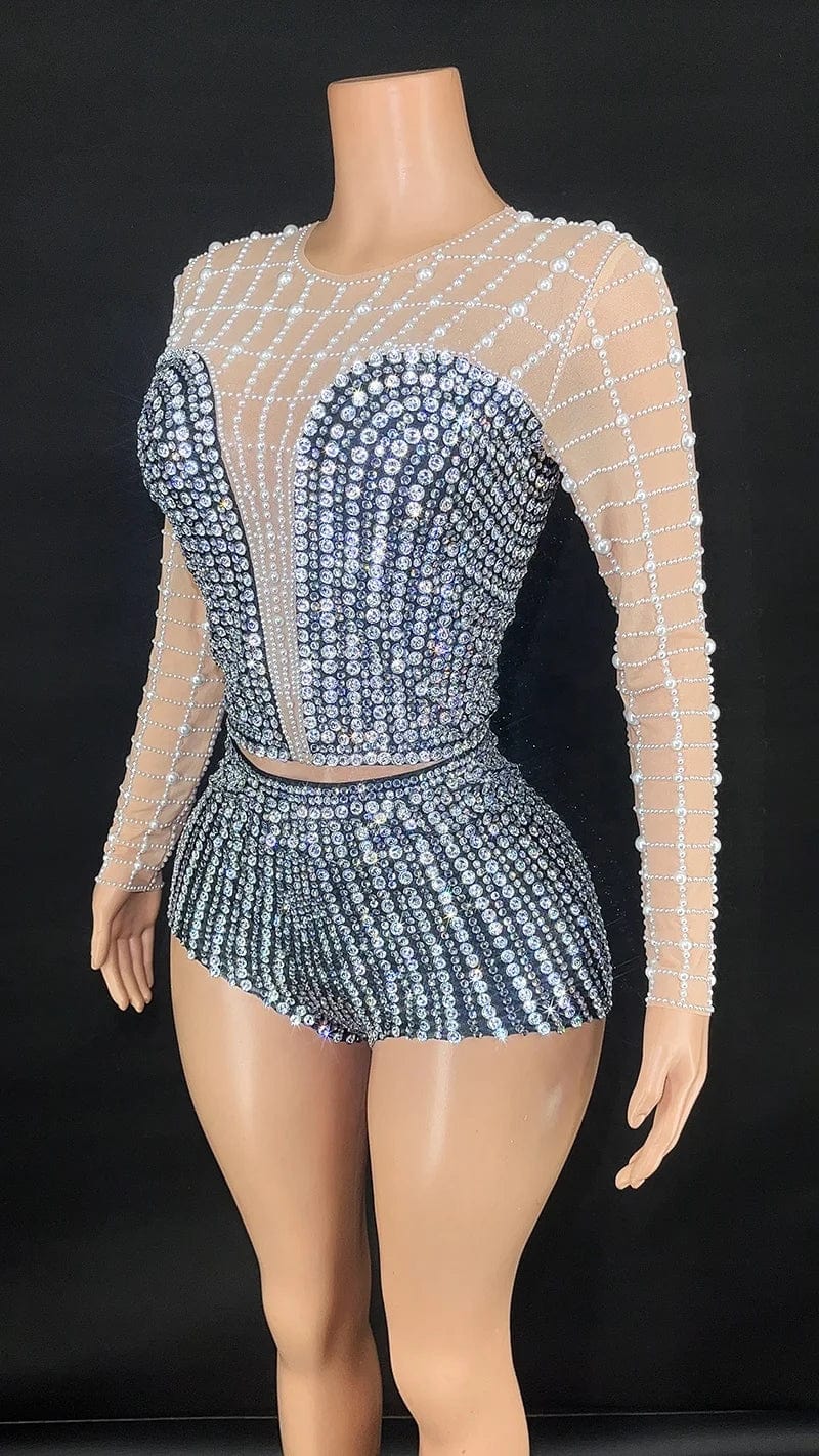 Novance Y3423 New Fashion Clothes for Women  Sexy Bodycon Lady Elegant Party Evening Women's Long Sleeve Tops with Crystal Beads