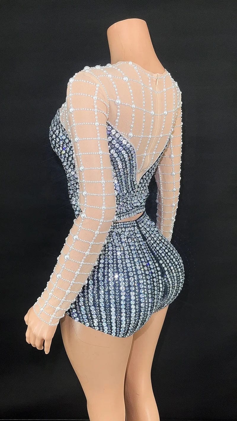 Novance Y3423 New Fashion Clothes for Women  Sexy Bodycon Lady Elegant Party Evening Women's Long Sleeve Tops with Crystal Beads