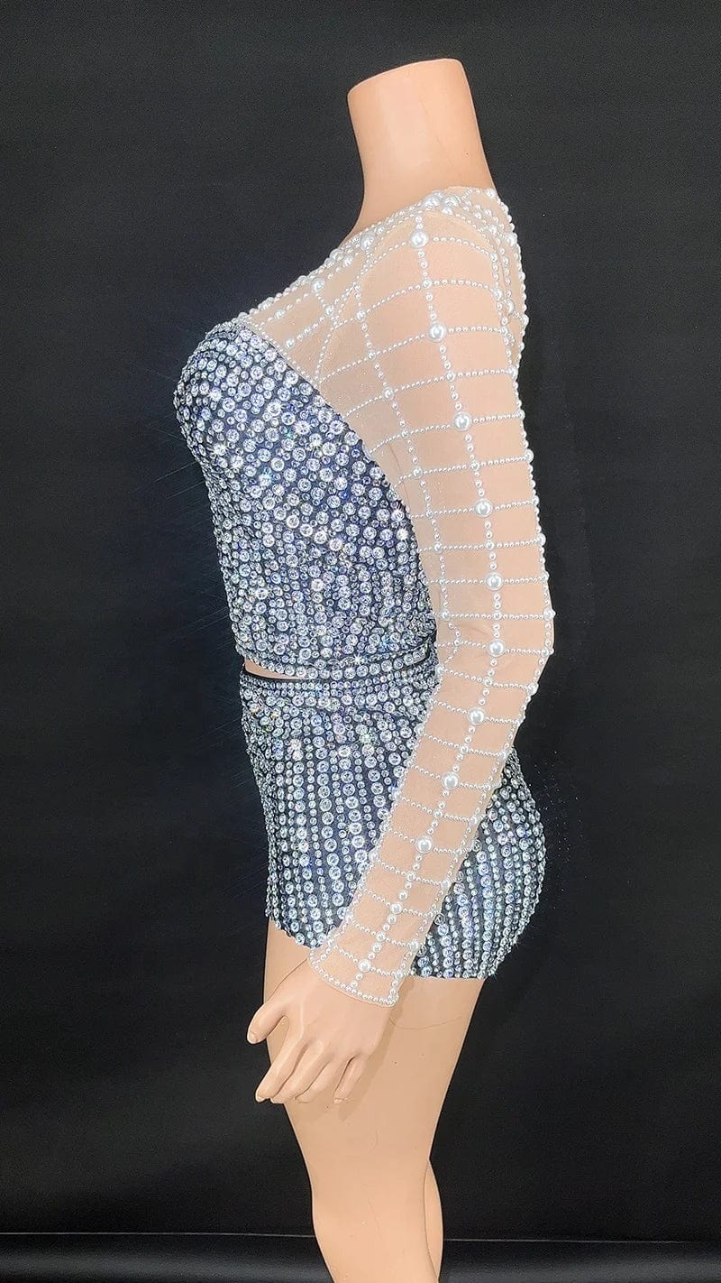 Novance Y3423 New Fashion Clothes for Women  Sexy Bodycon Lady Elegant Party Evening Women's Long Sleeve Tops with Crystal Beads