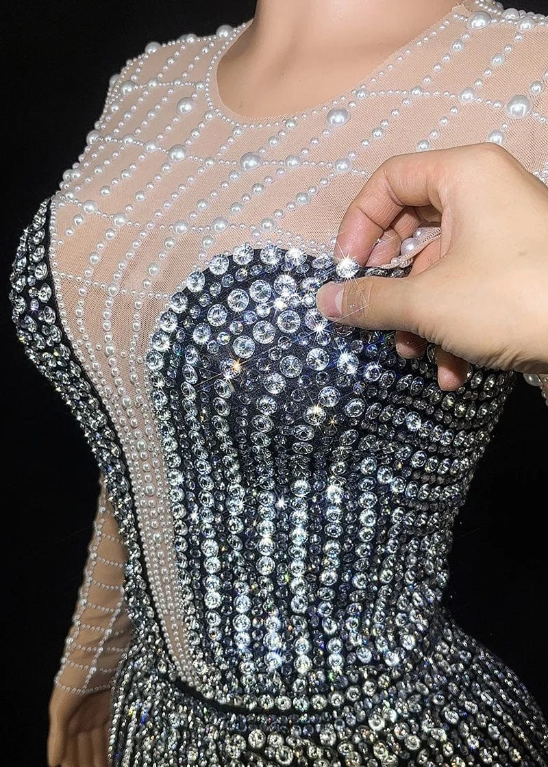 Novance Y3423 New Fashion Clothes for Women  Sexy Bodycon Lady Elegant Party Evening Women's Long Sleeve Tops with Crystal Beads