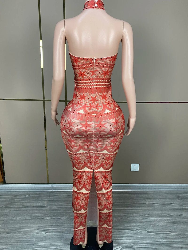 NOVANCE Y3598-B dropshipping productos 2024 halter backless dress black sexy Hexagonal star pattern for prom