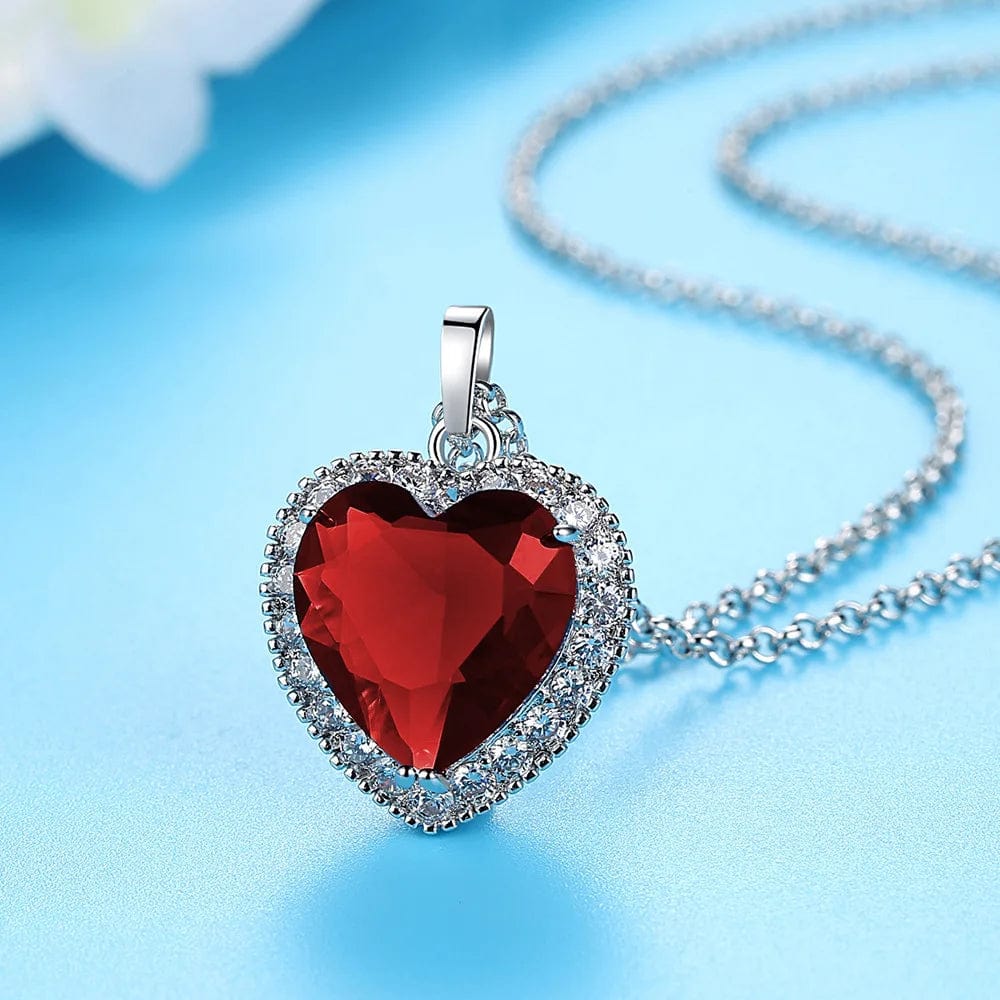 Ocean Collection Jewelry Ocean Blue Red Rhinestone Titanic Heart of the Ocean Big Love Crystal Heart Collar Chain Necklace
