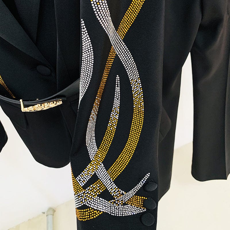 Ocstrade Ensemble Costume Femme Pour Bureau Women Suits Office Formal Work Clothing Rhinestone Jacket And Pants Workwear Sets