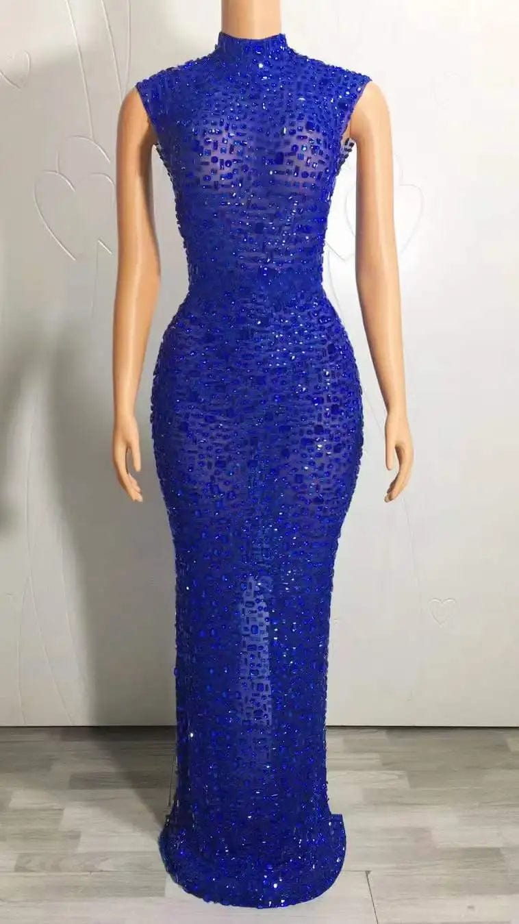 Ocstrade Hot Selling Rhinestone Diamond Luxury Studded Dress Long Gowns For Women Evening Dresses Gold Plus Size Elegant