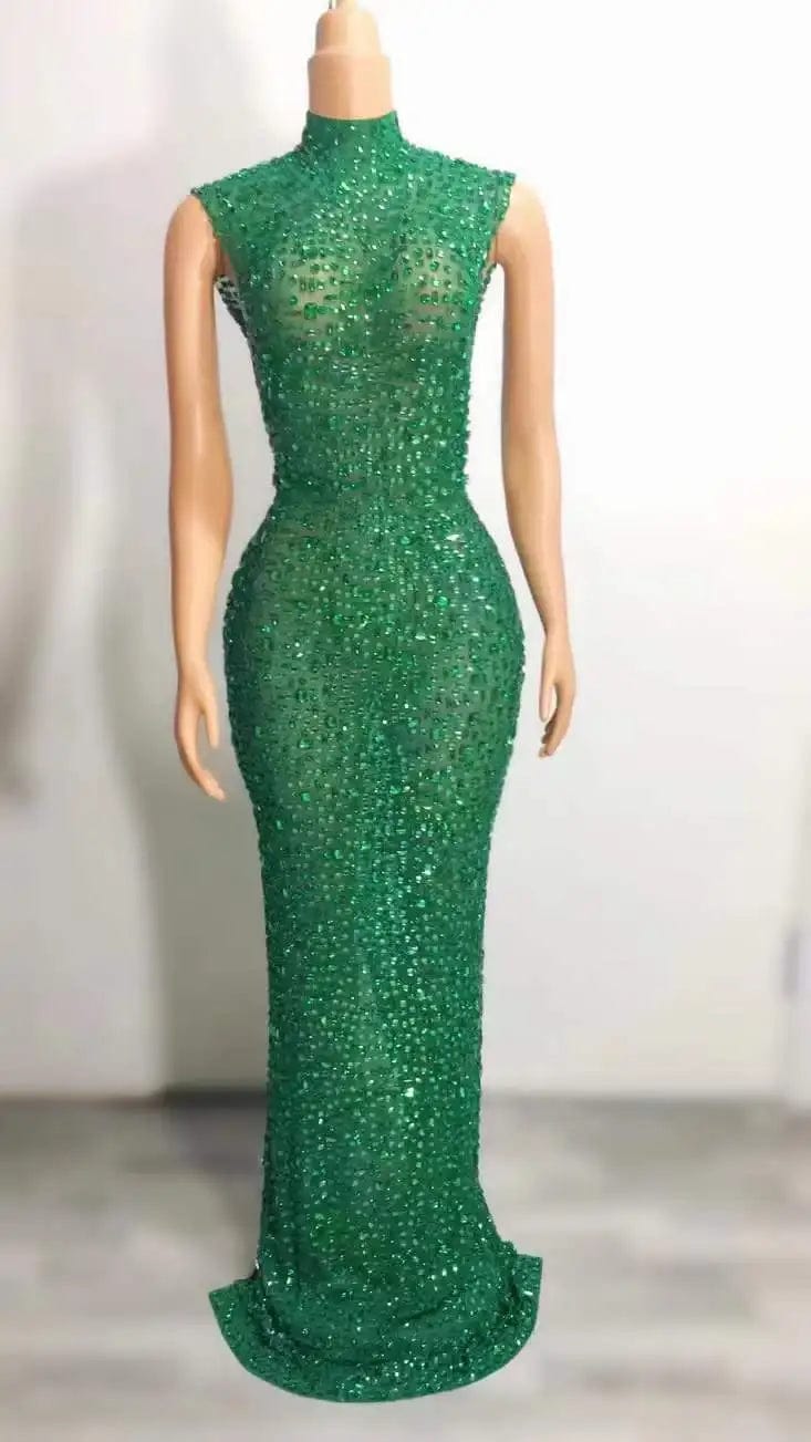 Ocstrade Hot Selling Rhinestone Diamond Luxury Studded Dress Long Gowns For Women Evening Dresses Gold Plus Size Elegant