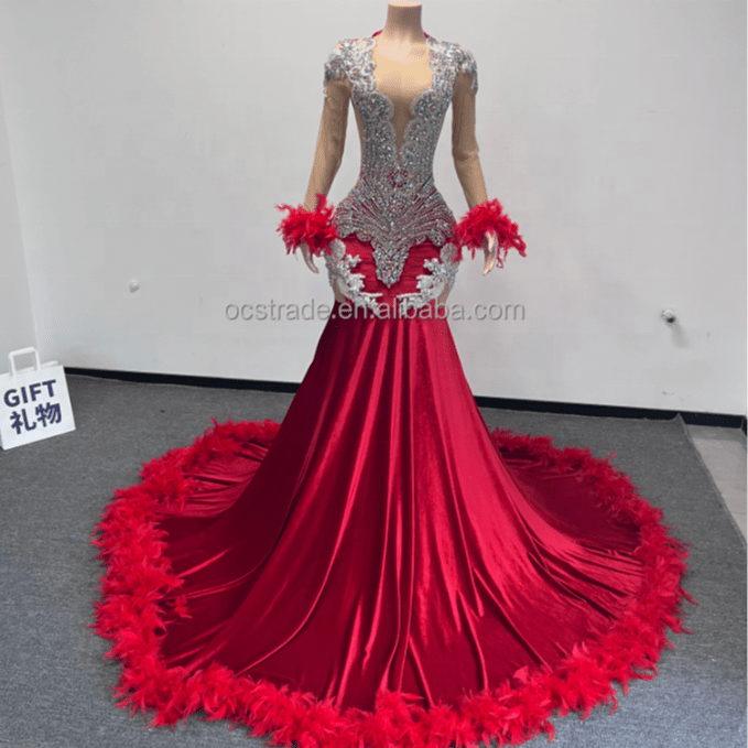 Ocstrade Luxury Mesh Evening Dress Crystal Beading Silver Sleeveless Designer Gold Rhinestone Diamond High End Prom Dress Party