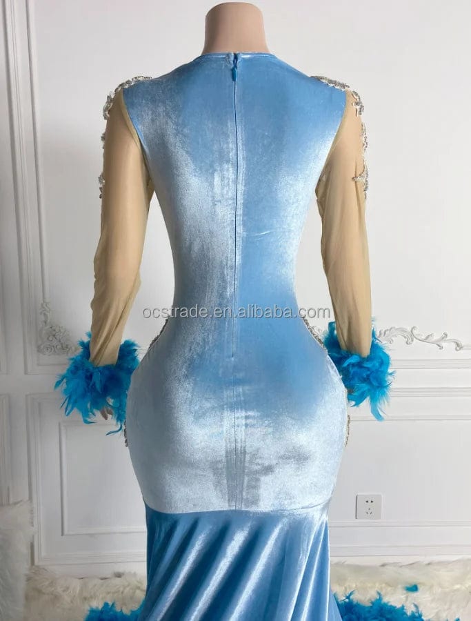 Ocstrade Luxury Mesh Evening Dress Crystal Beading Silver Sleeveless Designer Gold Rhinestone Diamond High End Prom Dress Party