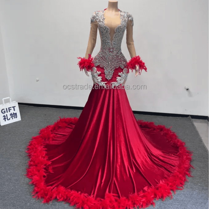 Ocstrade Luxury Mesh Evening Dress Crystal Beading Silver Sleeveless Designer Gold Rhinestone Diamond High End Prom Dress Party