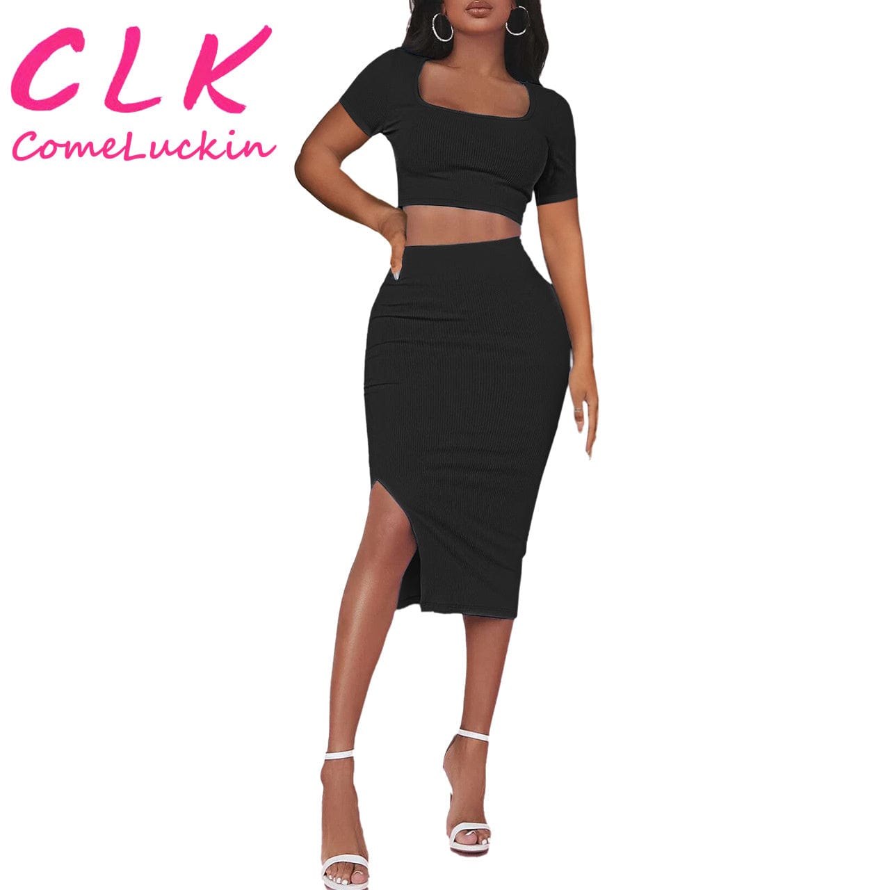 OEM clothing bulk clothes casual crop top women's sets, clothing suppliers womens sexy two piece set women clothing