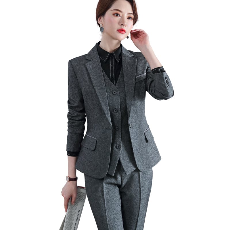 OEM Dropship 2 Piece Business Suits for Women Ladies Formal Office Lady Uniform Designs Single Button Blazer and Trouser Set
