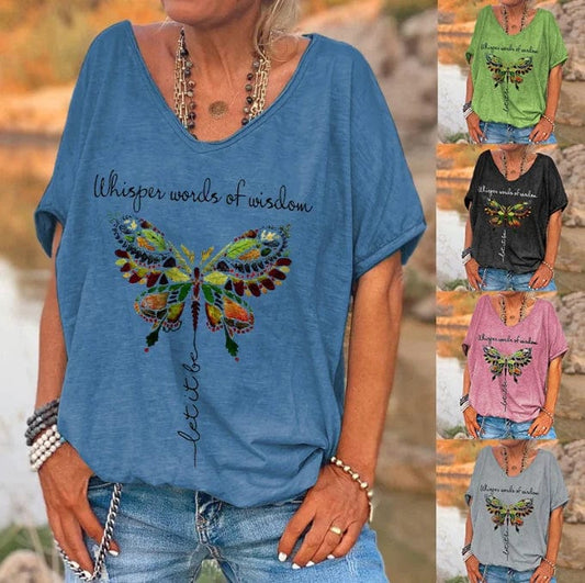 OEM Factory Casual Wear Screen Print V-neck Customizable Women T Shirt