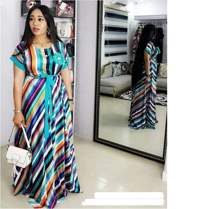 OEM Factory Hot Selling Casual Wear Flora Striped Women Dress