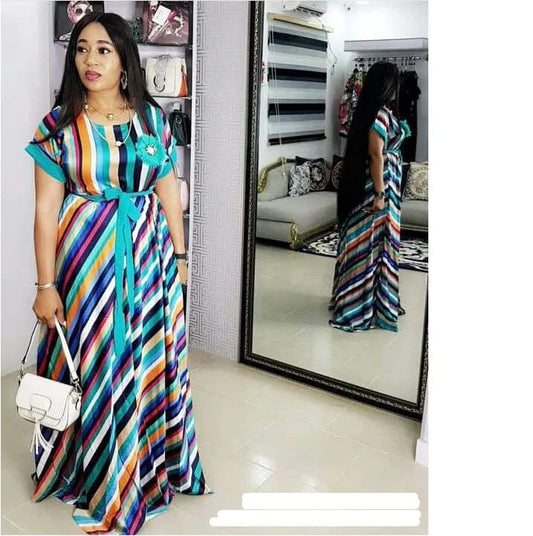 OEM Factory Hot Selling Casual Wear Flora Striped Women Dress