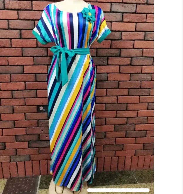 OEM Factory Hot Selling Casual Wear Flora Striped Women Dress
