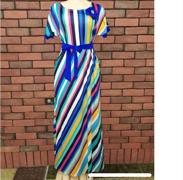 OEM Factory Hot Selling Casual Wear Flora Striped Women Dress