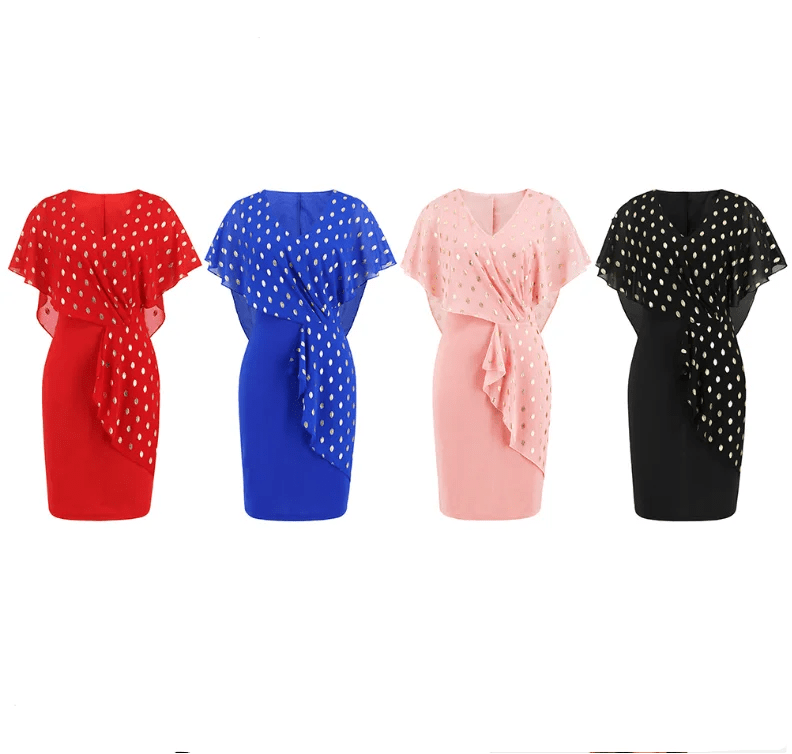 OEM Factory Hot Selling Casual Wear Foil Print V-neck A-line Elegant Women Dress