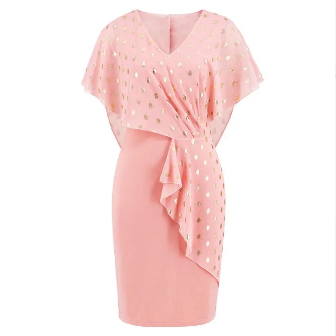 OEM Factory Hot Selling Casual Wear Foil Print V-neck A-line Elegant Women Dress