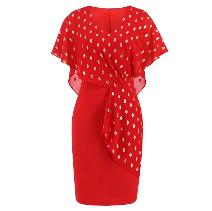 OEM Factory Hot Selling Casual Wear Foil Print V-neck A-line Elegant Women Dress