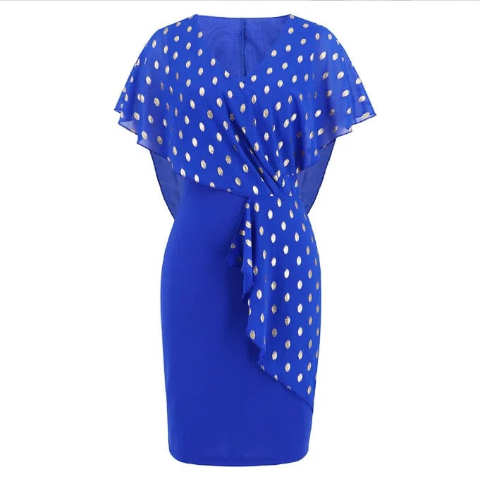 OEM Factory Hot Selling Casual Wear Foil Print V-neck A-line Elegant Women Dress