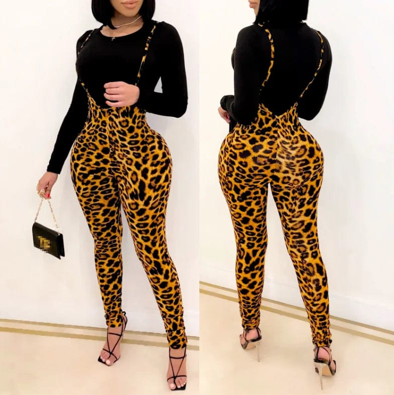OEM Factory Hot Selling Casual Wear Leopard Print Women Jumpsuit
