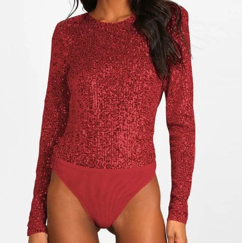OEM Factory Hot Selling Casual Wear Tight Sequin Hot Sexy Bodysuit