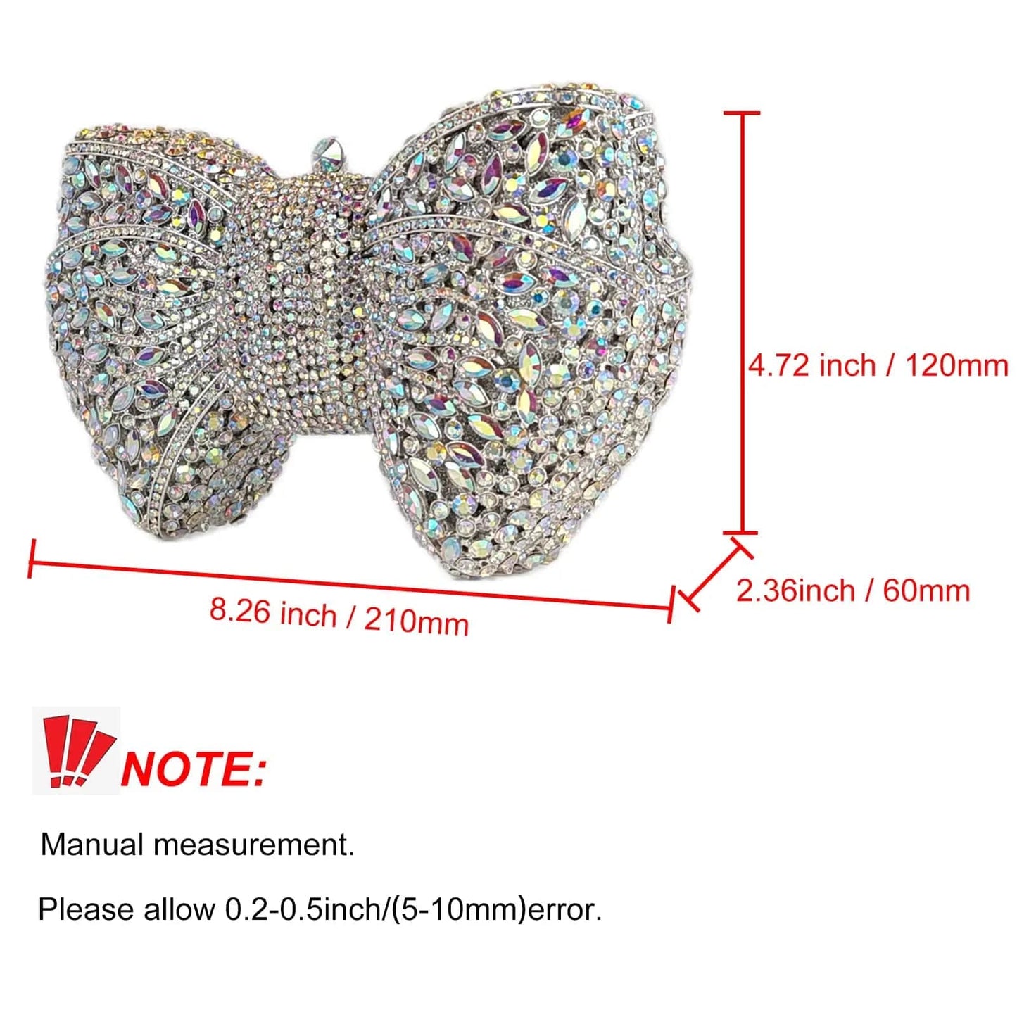 OEM Factory Zinc Alloy Sliver Bow Clutch Diamond Rhinestone Purses And Handbags Luxury holographic Evening Bows Crystal Bag