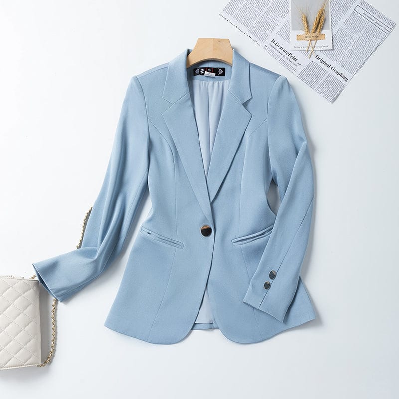 OEM High-Quality 2 Piece Set Blue Formal Fashion Pant Suit Blazer with Pockets Office Lady Women Jacket and Trousers Plus size