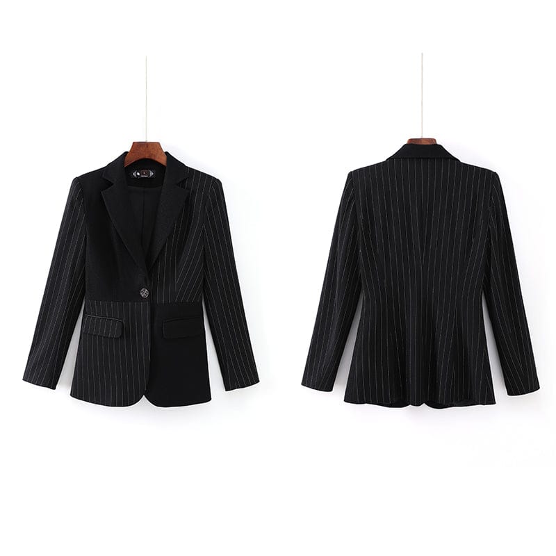 OEM High-Quality 2 Piece Set Stripes Formal Pant Suit Blazer with Pockets Office Lady Designs Women Jacket and Trousers
