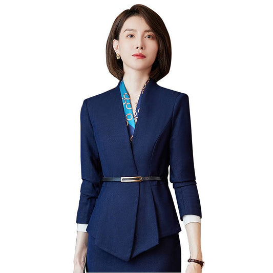 OEM High-Quality Beige 2 Piece Dealers Set Office Ladies Skirt Suit Uniform Designs Women Business Suits for work Formal Wear