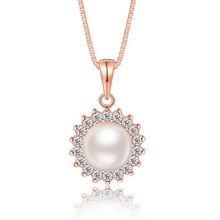 OEM&ODM Fashion Rose Gold Necklace Nature Pearl Pendant 925 Sterling Silver Gold Plated Custom Pendant Necklace