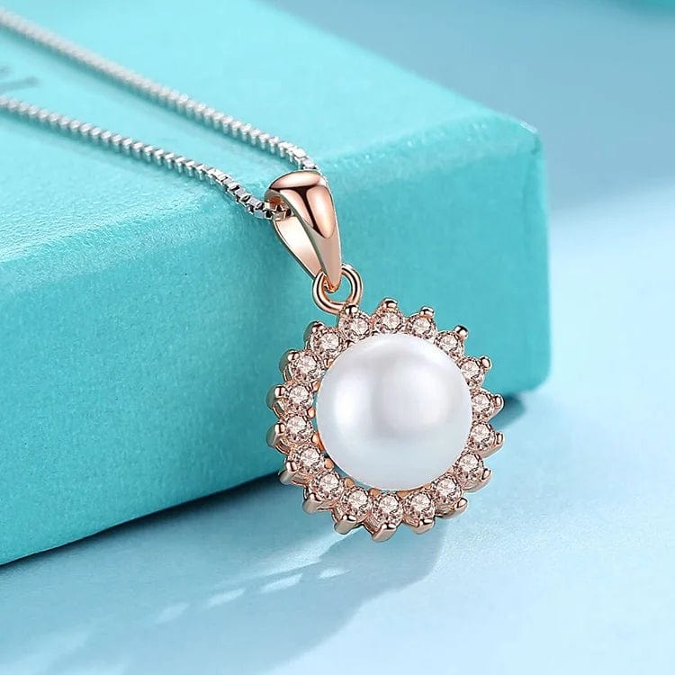 OEM&ODM Fashion Rose Gold Necklace Nature Pearl Pendant 925 Sterling Silver Gold Plated Custom Pendant Necklace